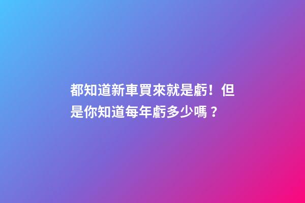 都知道新車買來就是虧！但是你知道每年虧多少嗎？